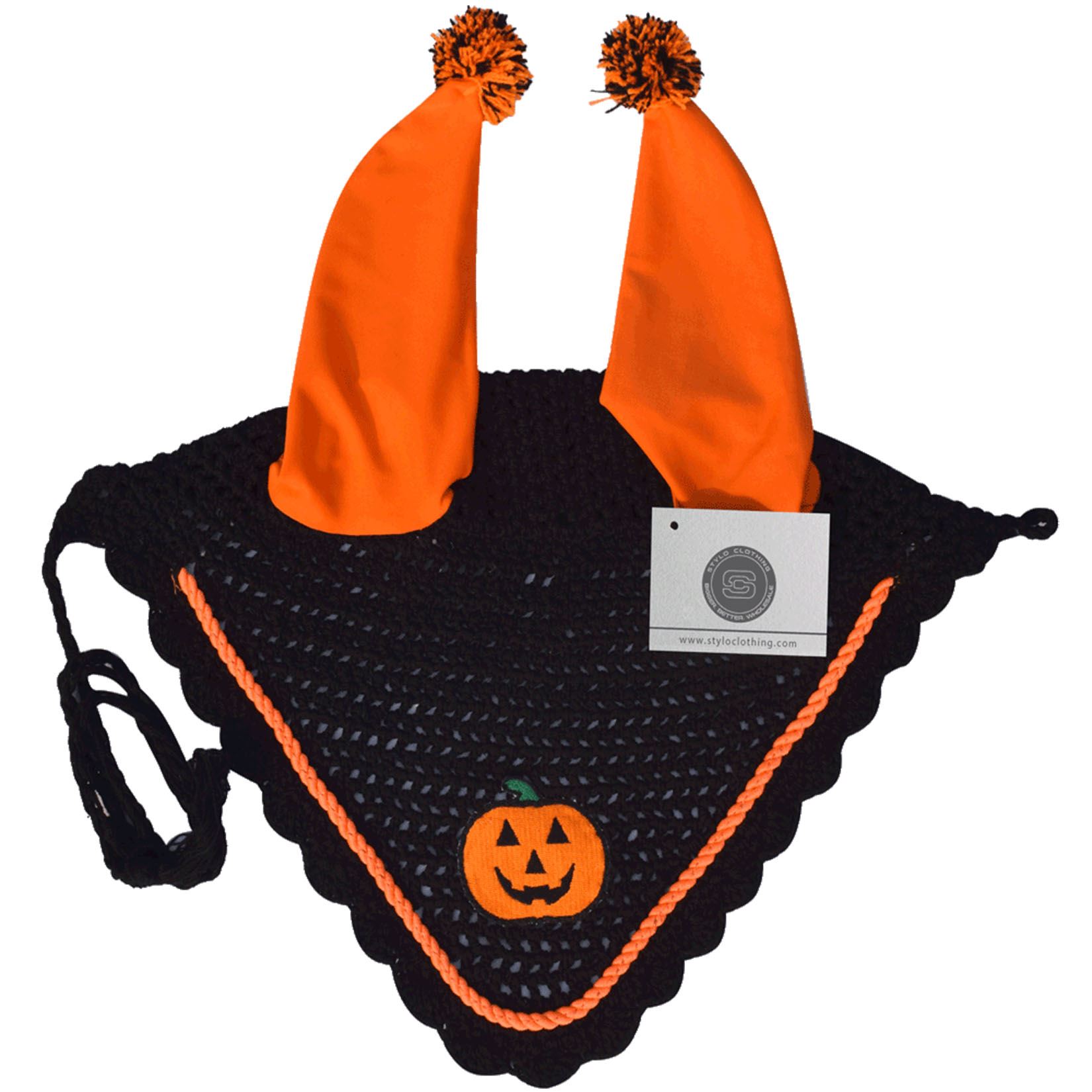 Best-festive-ear-bonnet-with-Halloween-pumpkin-wholesale-equestrian-events Best Selling Festive Halloween Ear Bonnets - 100+ Design