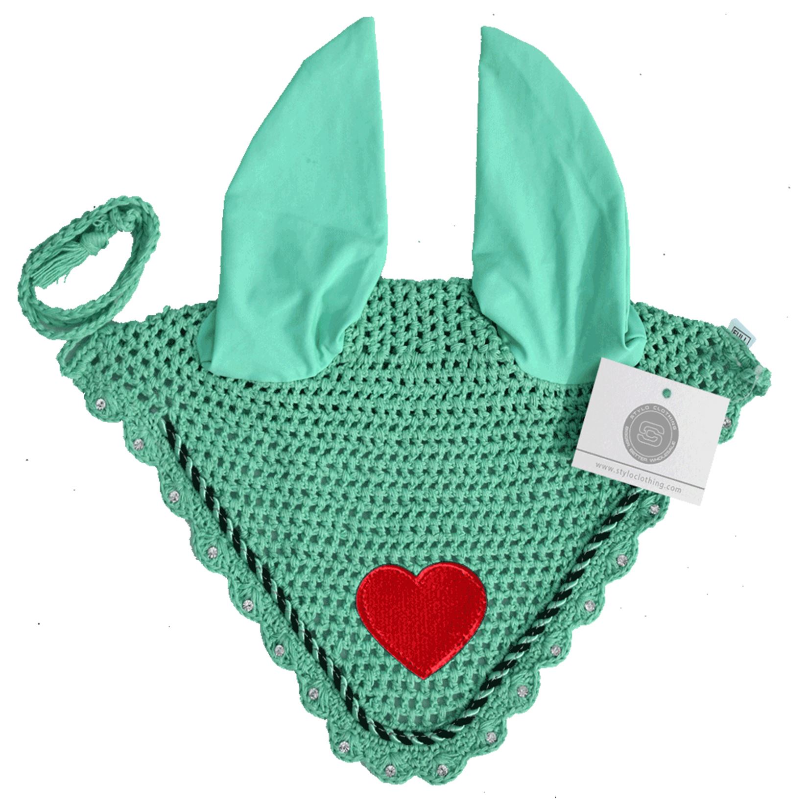 Charming Teal Valentine Ear Bonnet for Horses - Stylo Clothing Exclusive Teal Valentine ear bonnet by Stylo Clothing for a chic equestrian look