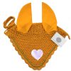 Comfortable Horse Valentines Ear Bonnet in Marigold - Bright and Cheerful Bright marigold valentines ear bonnet for equestrian use