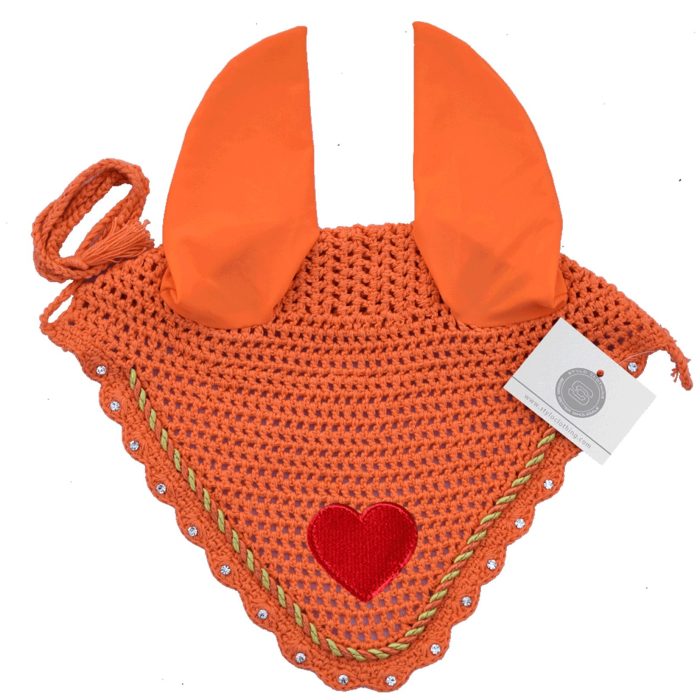 Orange Valentine ear bonnet with a vibrant finish, crafted by Stylo Clothing - Best Selling Fly Veil Valentine Ear Bonnet – 50+ Articles