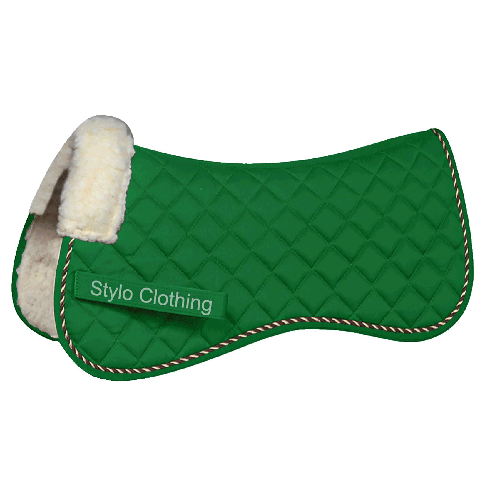 Exclusive-cotton-half-saddlepads-with-faux-fur-lining-wholesale-equine-accessories "Premium cotton half saddle pad with faux fur leather, crafted for equestrian use, available in bulk from Stylo Clothing"