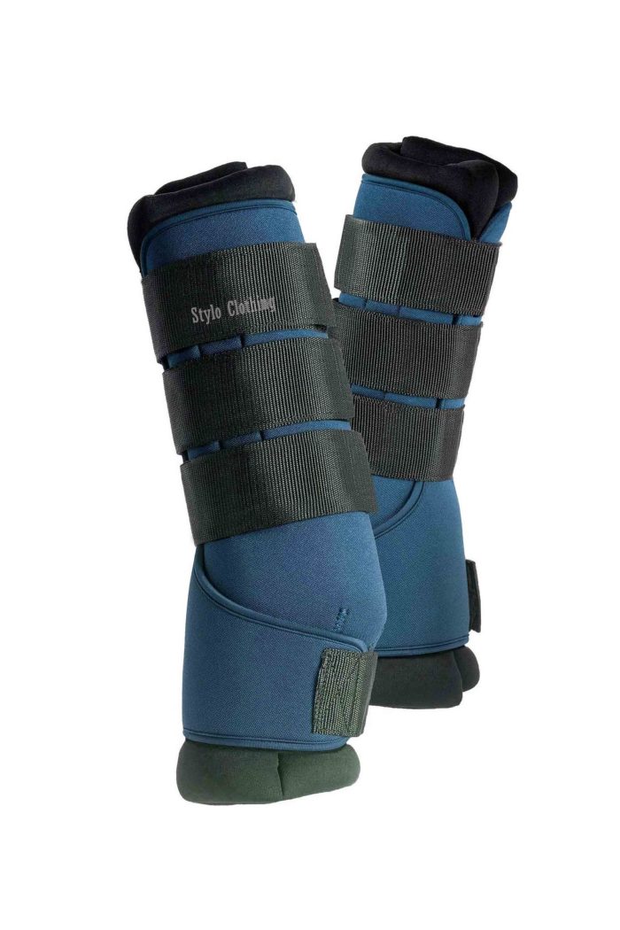 Dressage brushing boots with enhanced support, tailored for comfort and durability, available in bulk by Stylo Clothing.