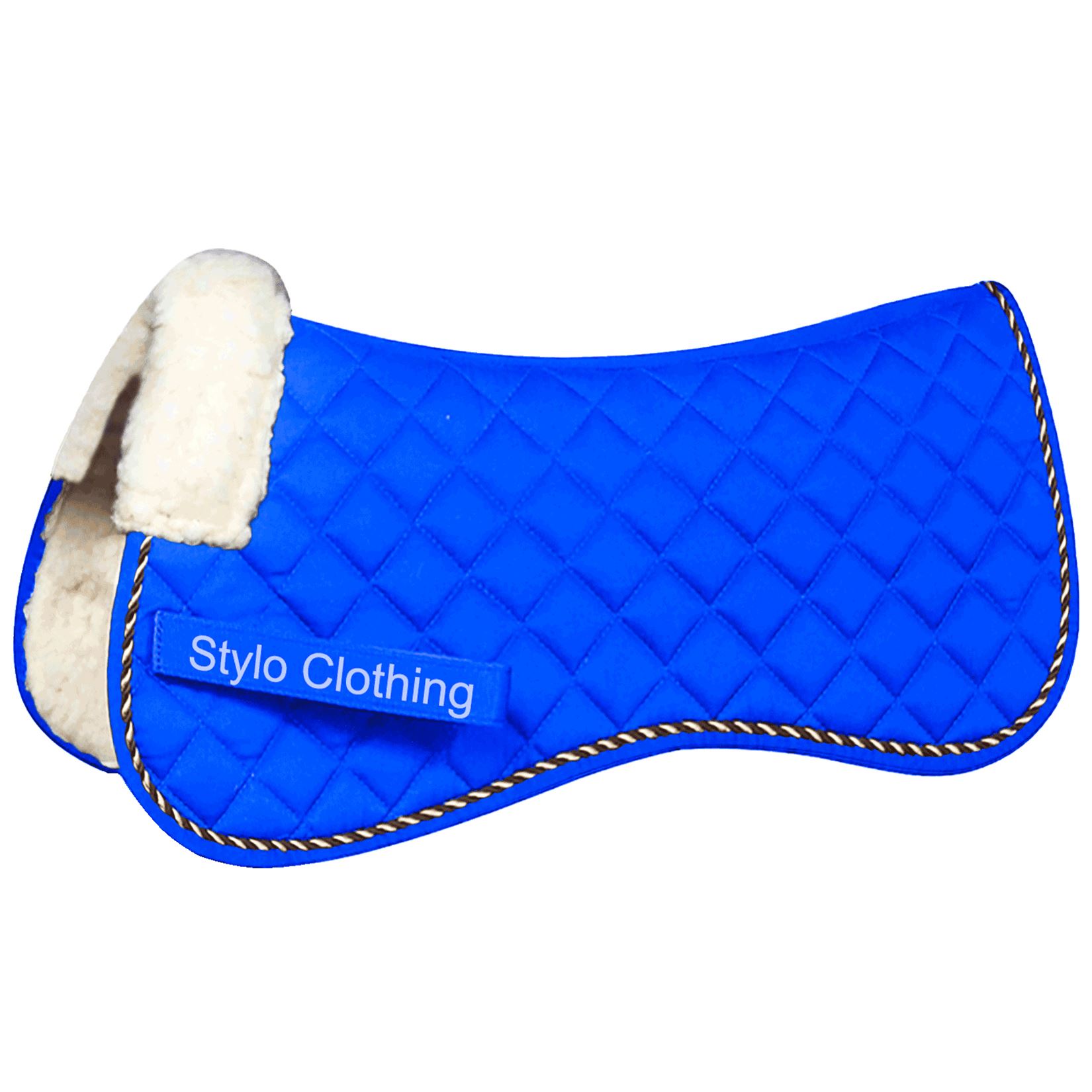 High-end-quality-all-purpose-half-saddle-pad-cotton-with-faux-leather-lining-horse-riding-wholesale-equestrian-supplies "All-purpose cotton half saddle pad featuring faux fur leather lining, perfect for riders, offered by wholesale Stylo Clothing"