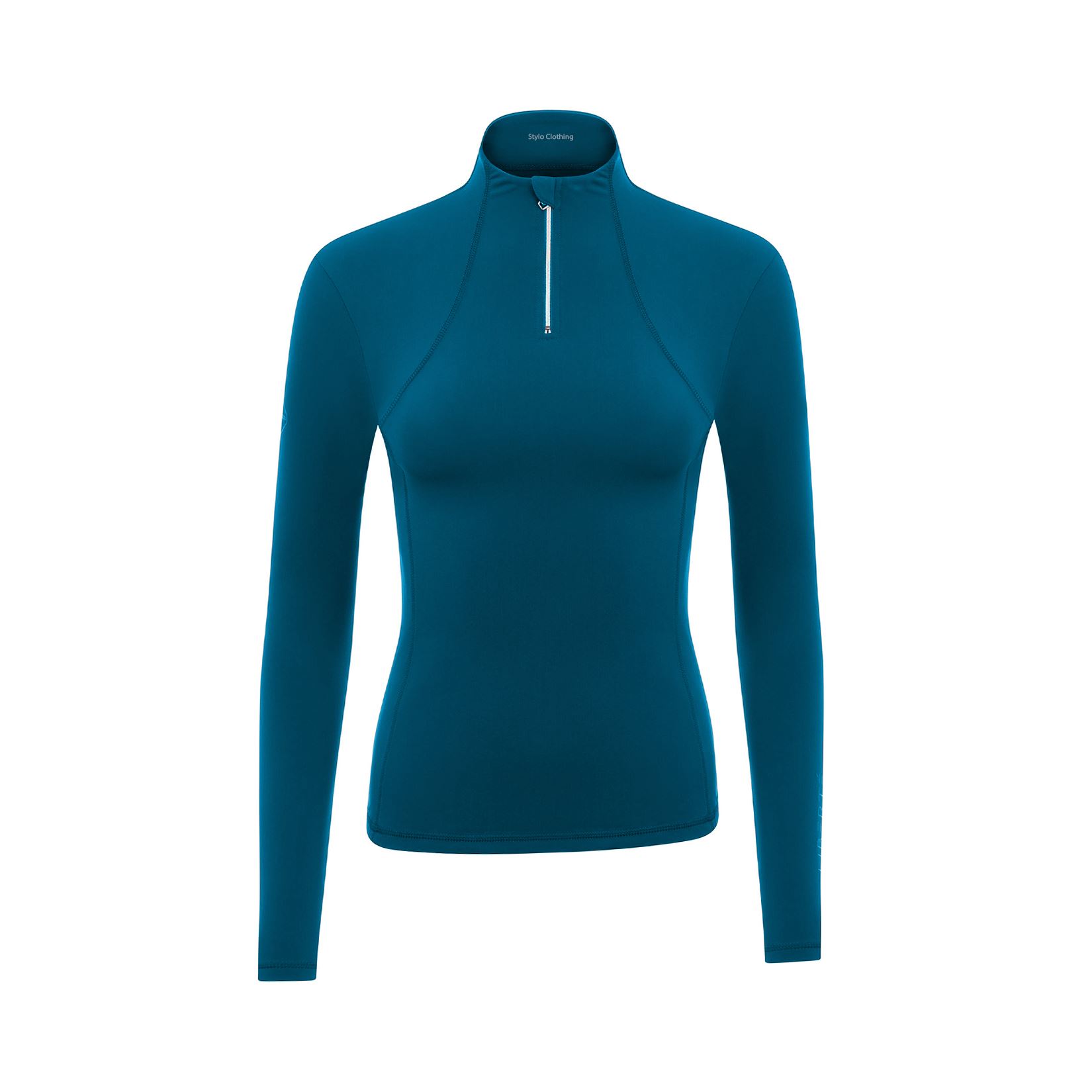 High-end-women-zip-neck-base-layer-wholesale-equestrian-riders-apparel Stylish and functional Women Zipper Shirt Neck Base Layer for riders supplied by Stylo Clothing in bulk