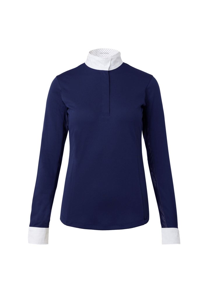 Women long sleeve training shirt with white collar and cuffs perfect for equestrian activities from Stylo Clothing