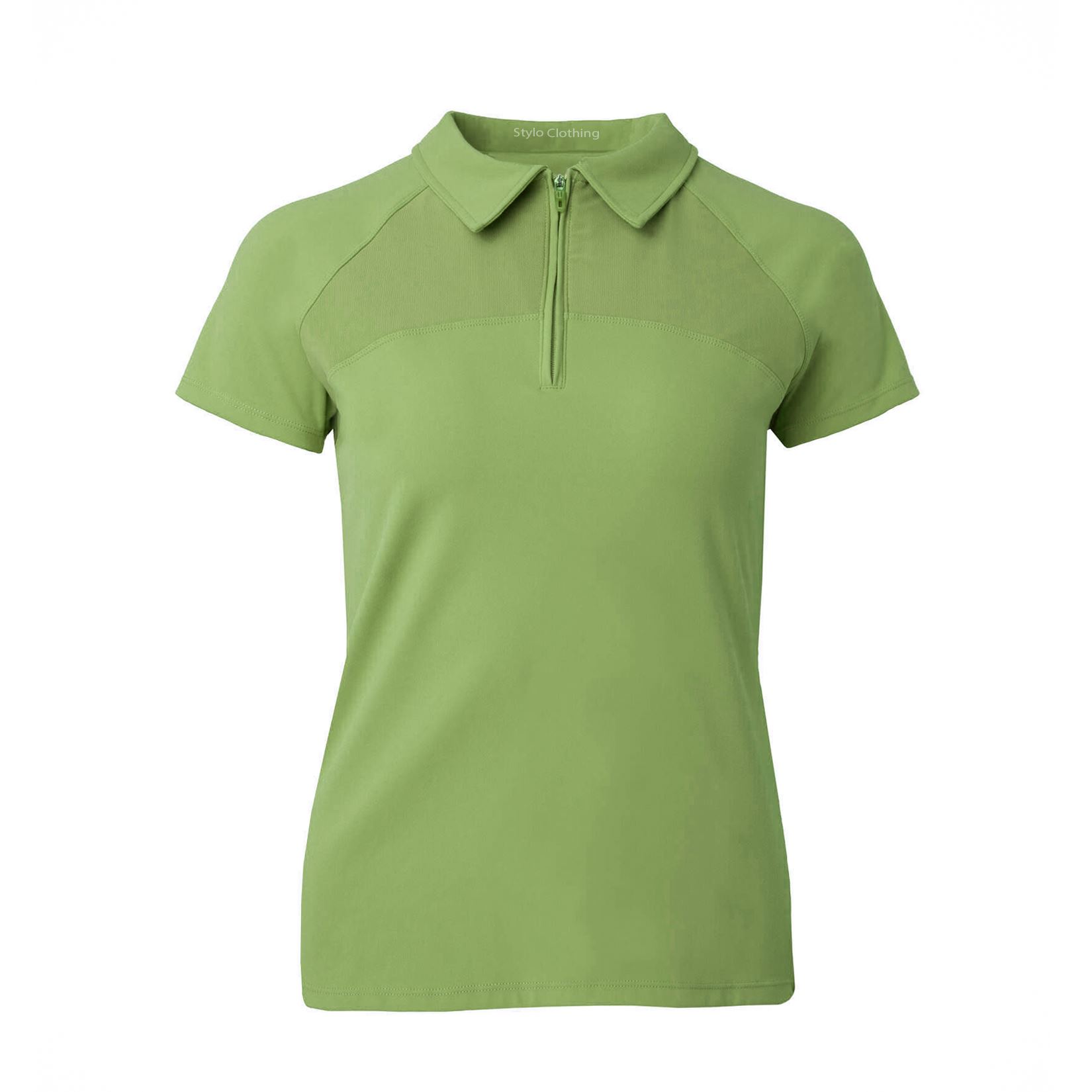 Stylish women t-shirt with half zipper and UV protection designed for training by Stylo Clothing