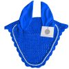 Stylish Royal Blue Horse Ear Covers | 100+ Rhinestone Options Royal blue horse ear covers featuring rhinestone embellishments for a chic look