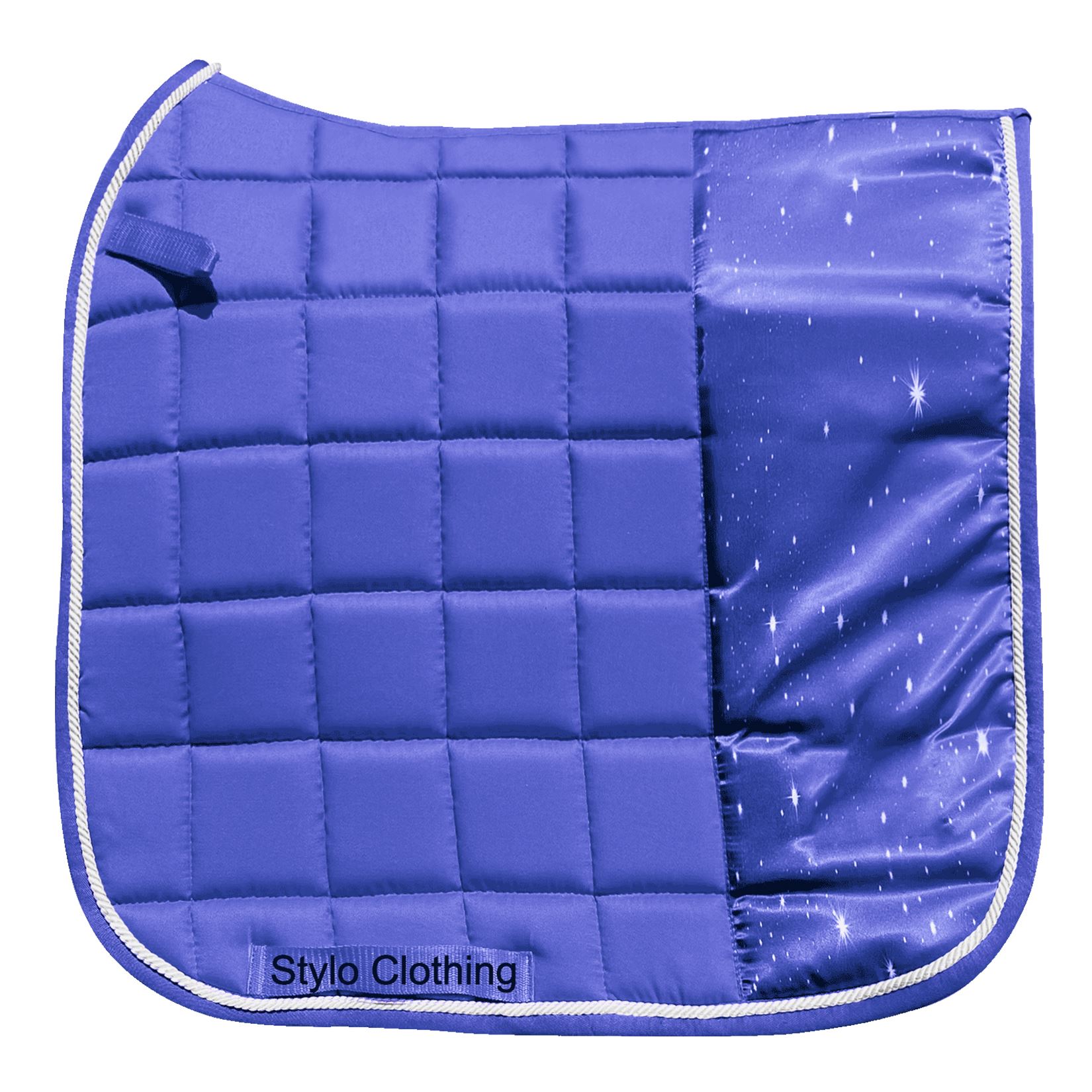 Top-rated-cotton-saddlepad-dressage-Smooth-lining-Customized-horse-riding-equipment "Matching dressage saddle pads featuring bold 3D galaxy print, designed for style and comfort, wholesale by Stylo Clothing"