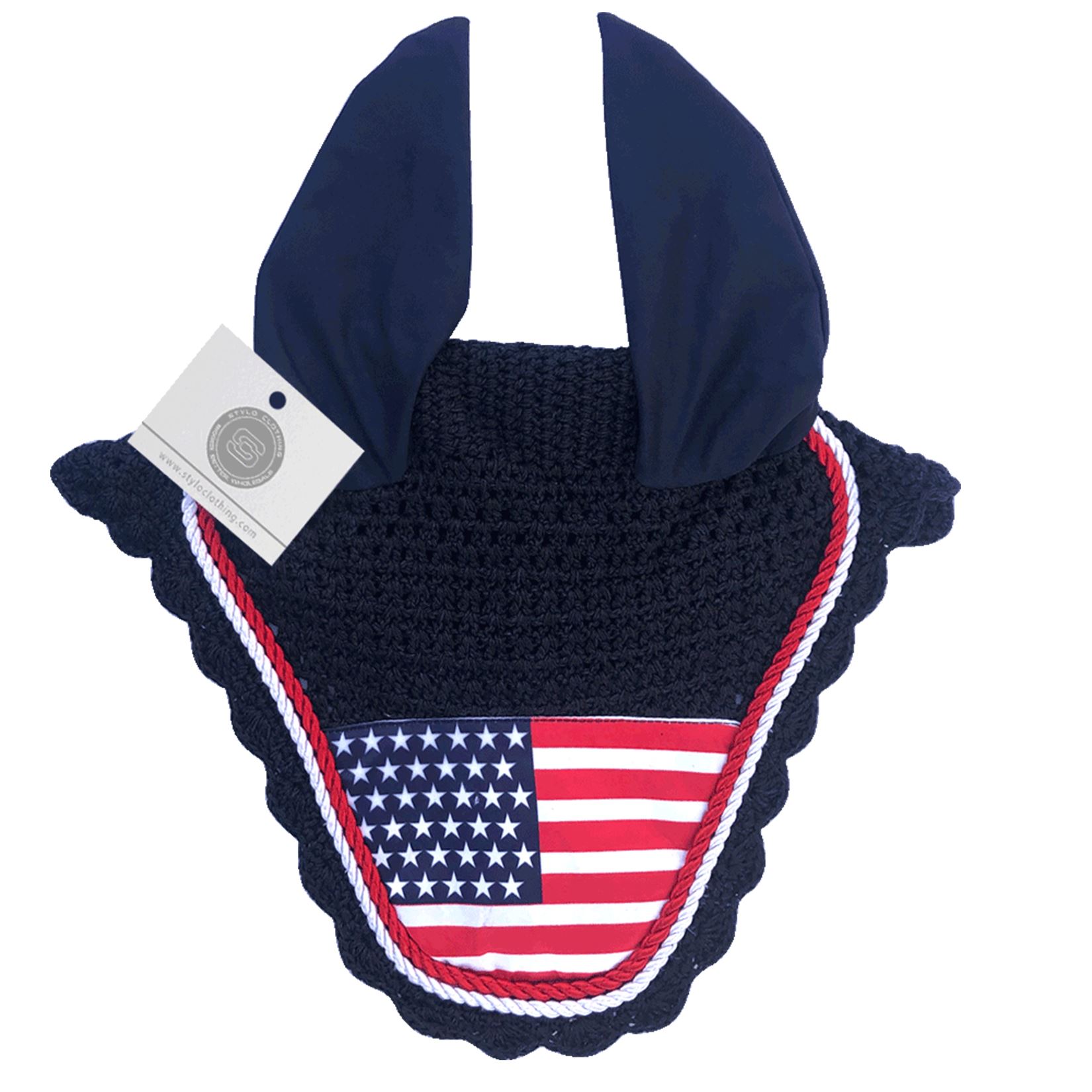 USA Country Flag Ear Bonnet | Horse Fly Veil Buy Online – Stylo Clothing American flag horse ear bonnet - breathable and anti-fly veil by Stylo Clothing