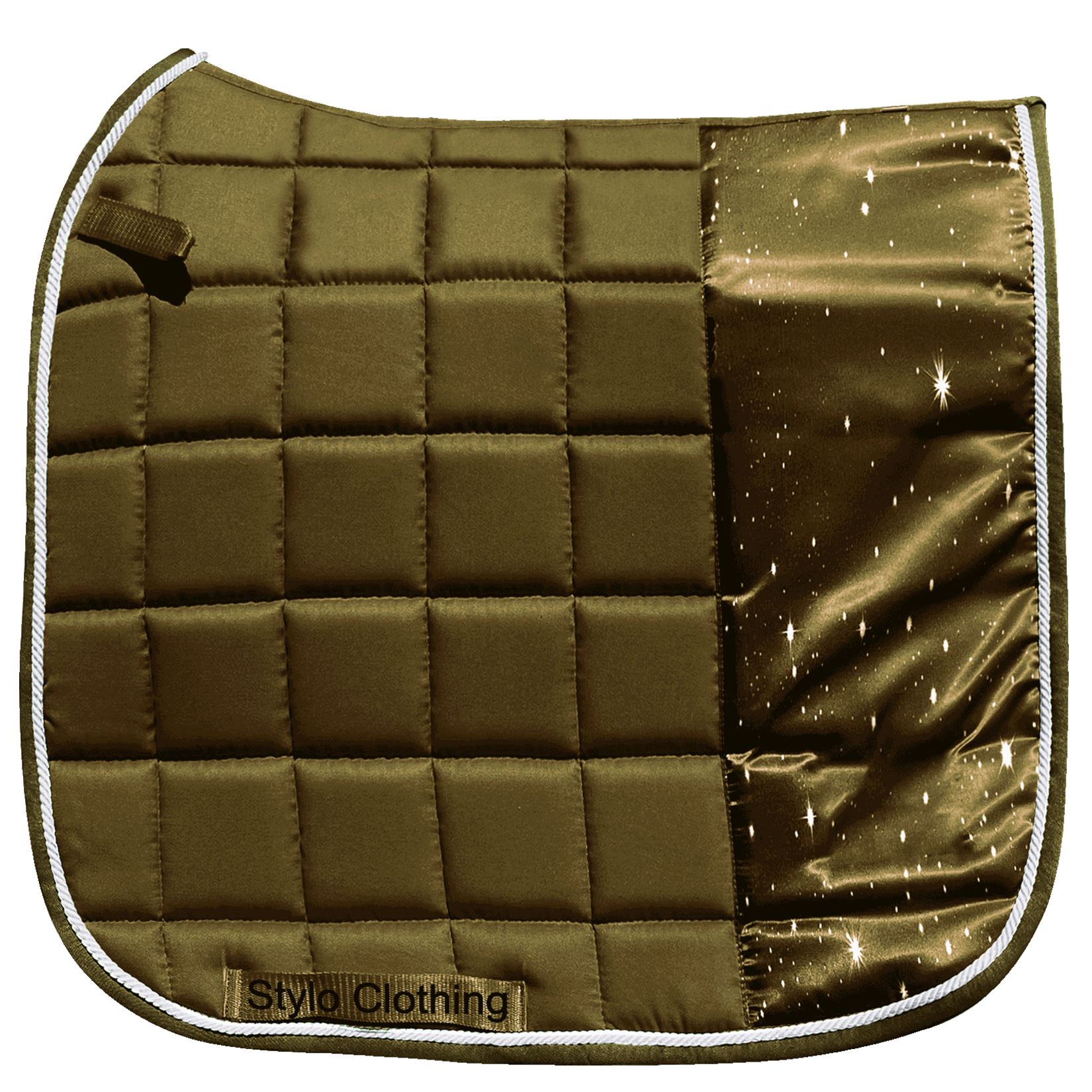 Top-selling-dressage-matching-saddle-pad-with-3d-galaxy-print-in-square-quilting-custom-made-wholesale-equestrian-apparel "Best saddle pad for dressage with adjustable fit and diamond quilt, stylish 3D print, wholesale by Stylo Clothing"