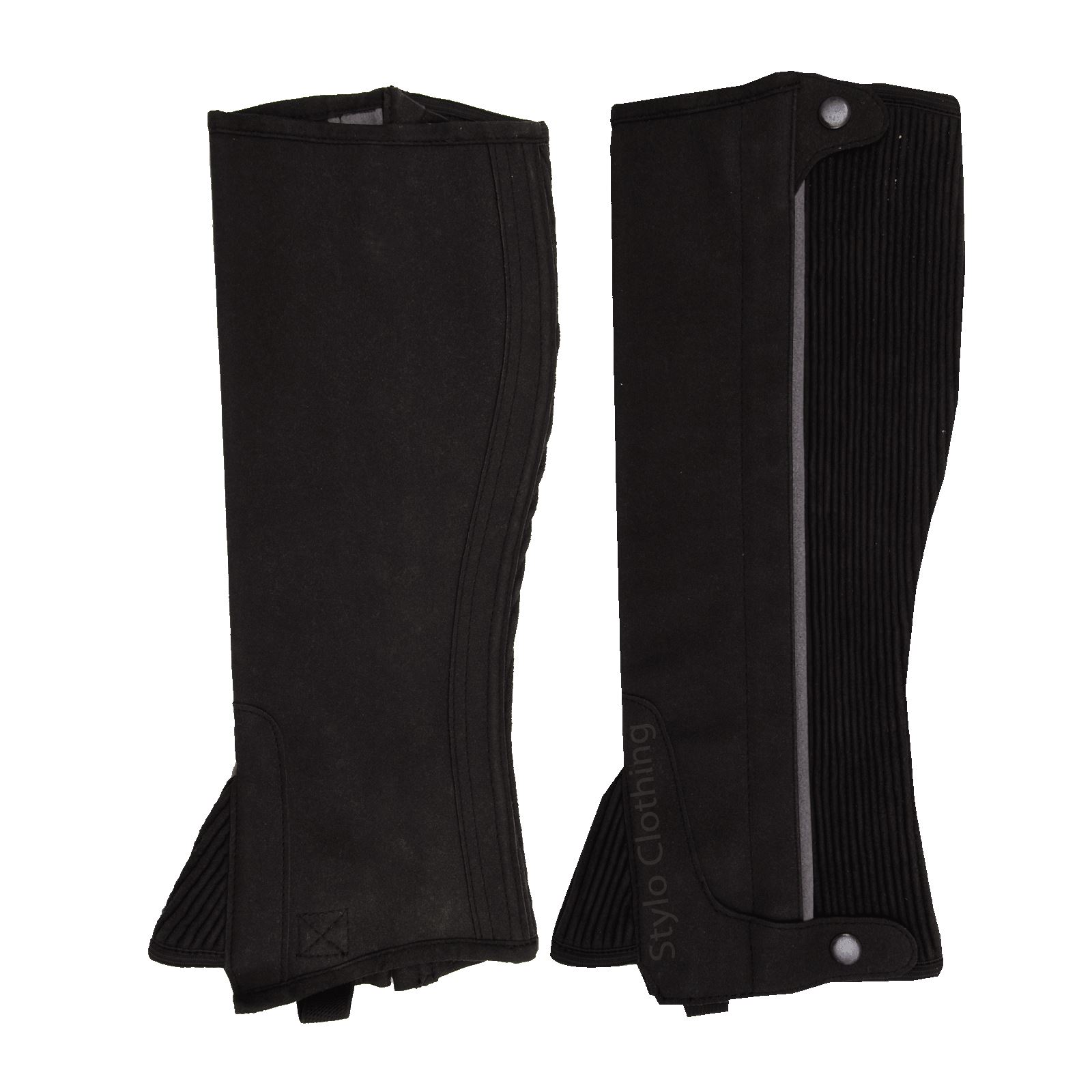 "Top-selling durable half chaps in Amara for leg protection, featuring zipper functionality, available at Stylo Clothing"