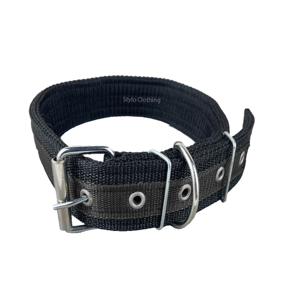 Customized nylon pet collar neckband with double nylon strap and steel buckle, perfect for all dog sizes.