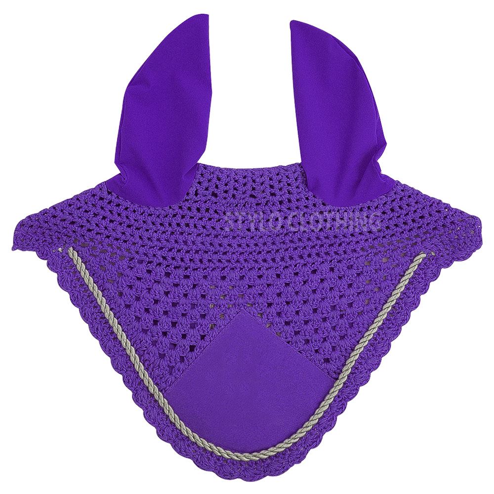Best Matching Fly Veils in Violet - Elegant Horse Ear Bonnet Fly veils in violet color for horses
