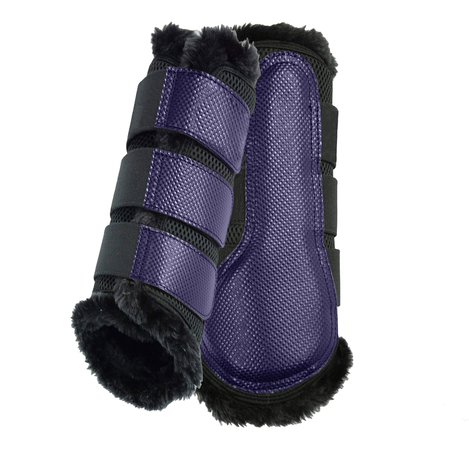 High-quality Trendy Brushing Boots with black faux fur lining, designed for training and competition, by Stylo Clothing.
