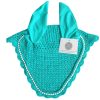 Eye-Catching Aqua Marine Horse Ear Covers | 100+ Rhinestone Designs Aqua marine horse ear covers with rhinestones for a fresh and vibrant look