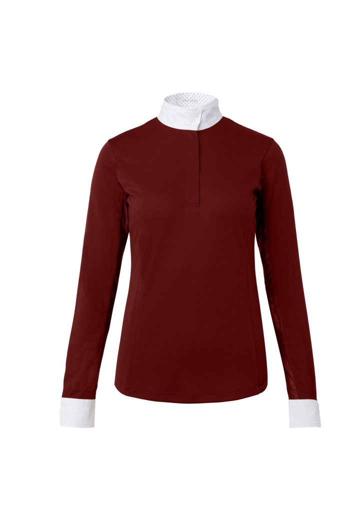 Best Premium Women Training Shirt with Collar - 10+ Designs - Long sleeve women training shirt with white collar and cuffs stylish equestrian apparel by Stylo Clothing wholesale manufacturer.