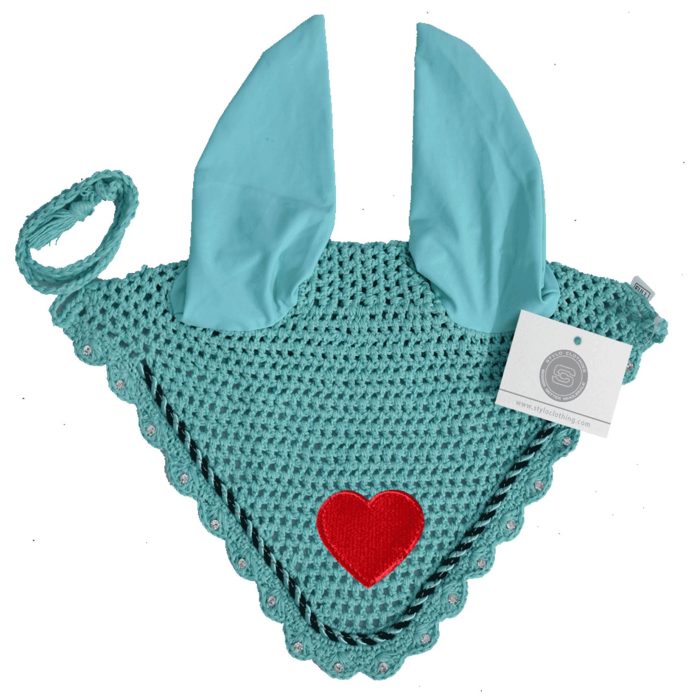 Refreshing sea green valentines ear bonnet for horses