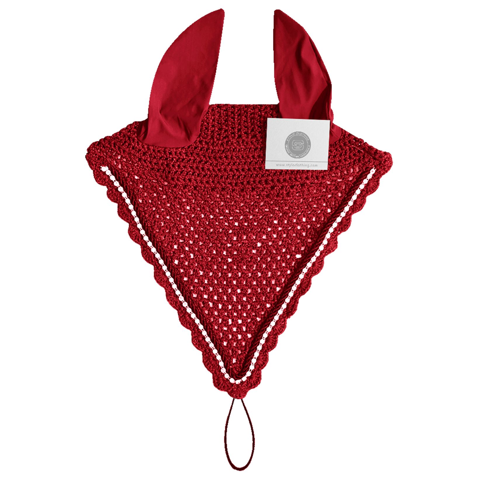 Best Selling Crimson Tie Down Ear Bonnet | 10+ Sizes Crimson tie down ear bonnet designed for equestrian performance and style