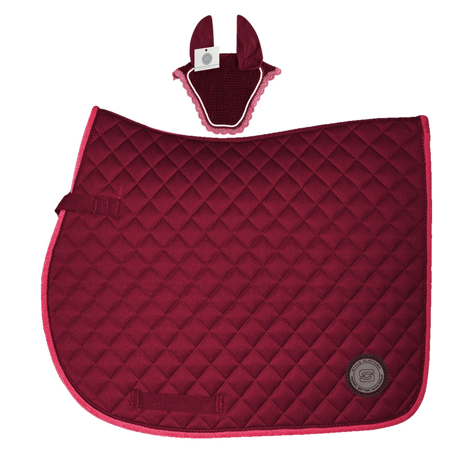 custom-horse-matching-set-with-ear-bonnet-and-cotton-saddle-pad-wholesale. Trendy Cotton Matching Set, Customizable Ear Bonnet and Cotton Saddle Pad, Wholesale Options