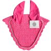 Stylish Pink Fly Veil Ear Bonnet | 100+ Luxury Options Pink fly veil ear bonnet featuring a luxury no-string design for maximum comfort