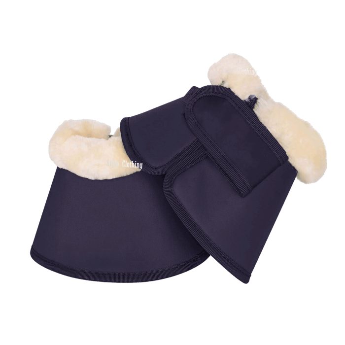 Best Selling Custom Made Faux Fur Bell Boots with a durable PU top, ideal for wholesale equestrian tack and accessories.