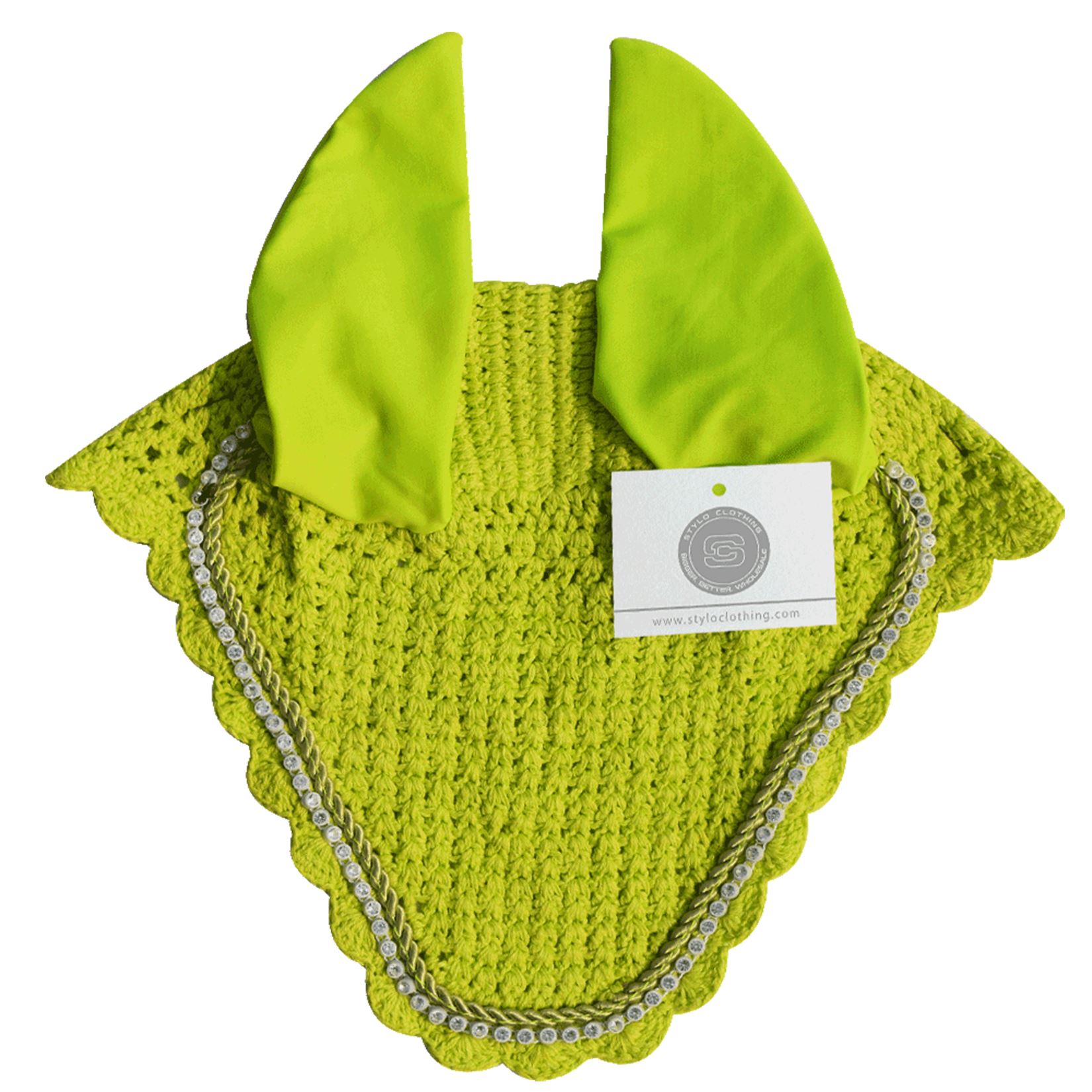 Lime green best ear bonnet featuring a vibrant design