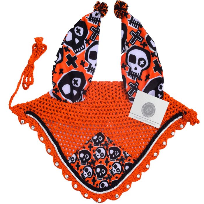 Best-festive-ear-bonnet-with-Halloween-pumpkin-wholesale-equestrian-events