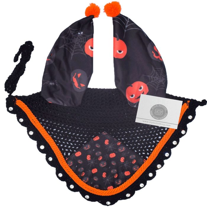 Best-festive-ear-bonnet-with-Halloween-pumpkin-wholesale-equestrian-events