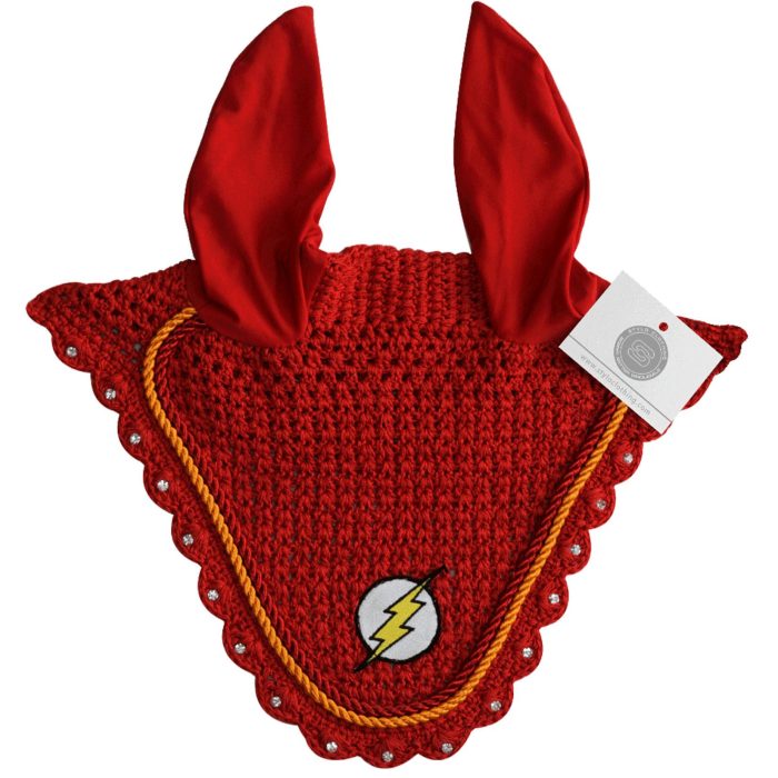 Mehroon-colored ear bonnet offering elegant fly protection and comfort.