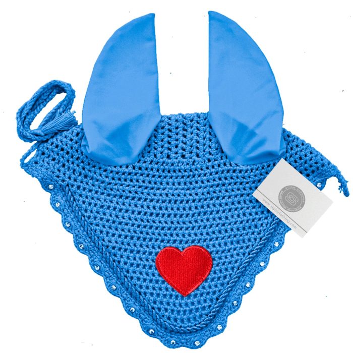 Soft sky valentines ear bonnet providing comfort