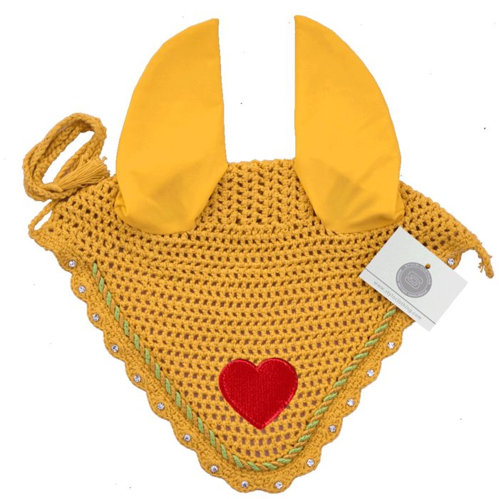 Warm amber valentines ear bonnet for horse gear
