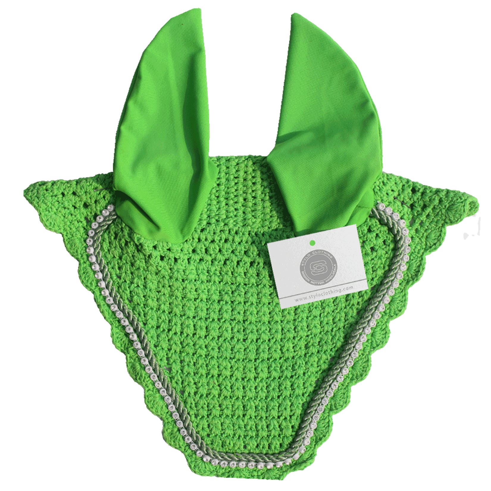 Light Green Fly Veil Ear Bonnet | 100+ Luxury Designs Light green fly veil ear bonnet with a no-string design for optimal comfort