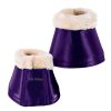 Customizable equestrian trendy bell boots with stylish faux fur lining, ideal for horse care and protection.