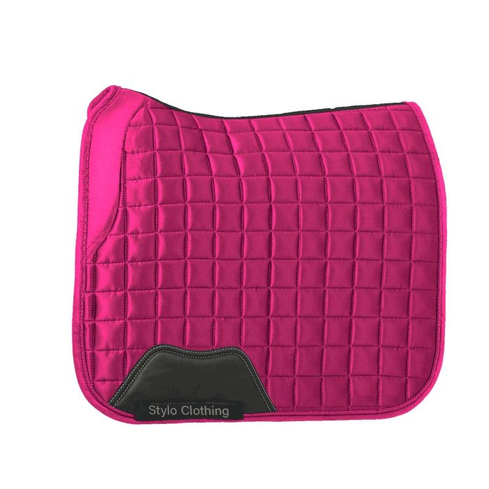 "Customized dressage saddle pad made from satin, perfect for equestrian use, wholesale supplier Stylo Clothing"