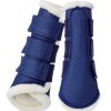 Super Soft Brushing Boots with Smooth Faux Fur Faux fur-lined brushing boots providing comfort and style, perfect for bulk orders from Stylo Clothing, a trusted horse tack manufacturer.