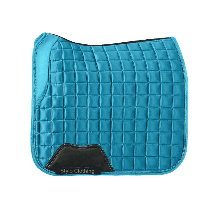 "Best quality customized dressage horse saddle pads, satin material for comfort, wholesale equestrian supplier Stylo Clothing"