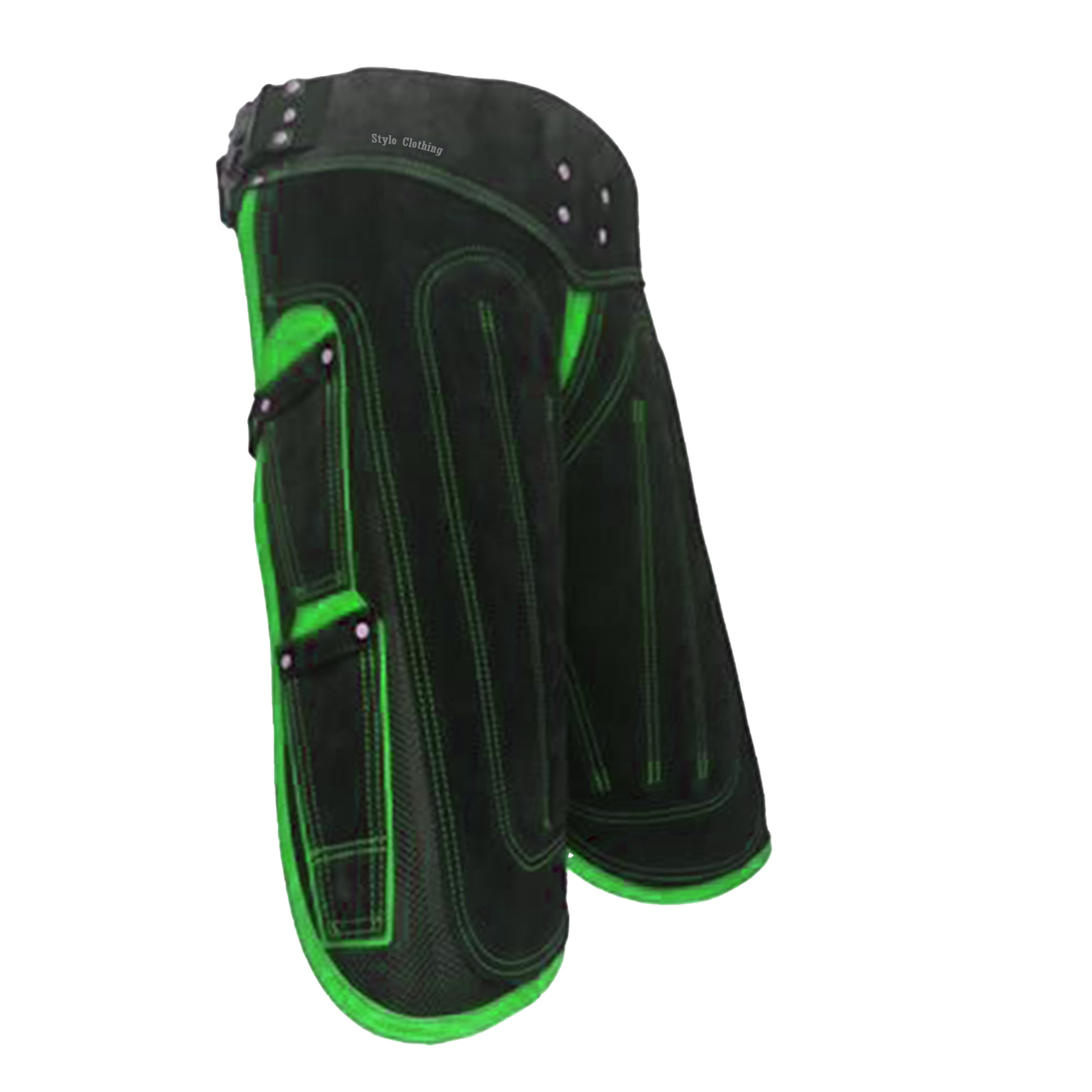 Premium leather apron chaps with two tool pockets, perfect for farriers needing comfort and practicality during work