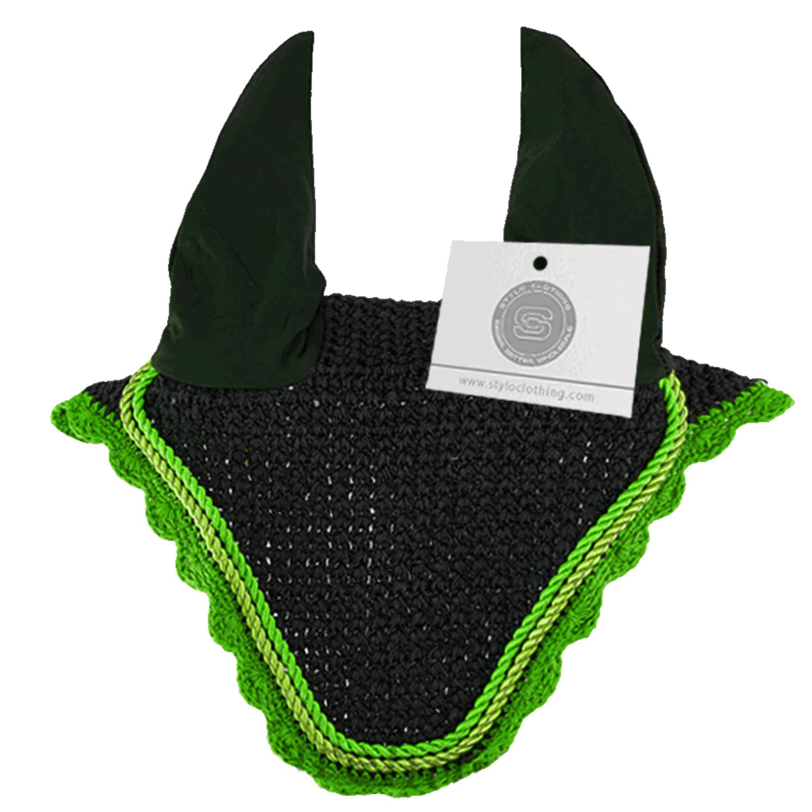 Green horse fly veil with double cord – functional and stylish fly protection