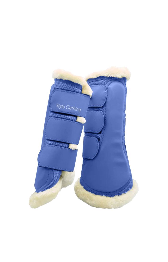 Faux fur-lined Top Quality Brushing Boots for horse training and protection, custom-made by Stylo Clothing wholesale manufacturer.