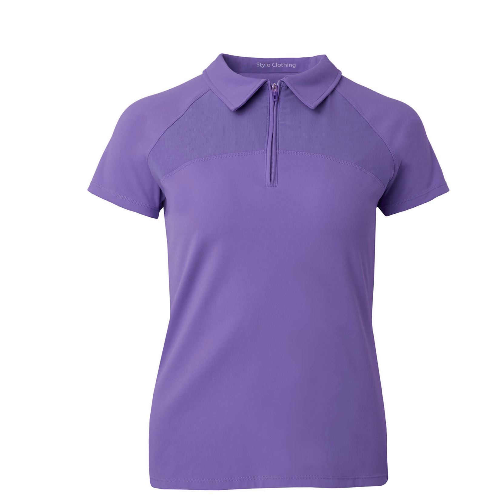 Top-selling women t-shirt with half zipper and UV protection perfect for equestrian training by Stylo Clothing