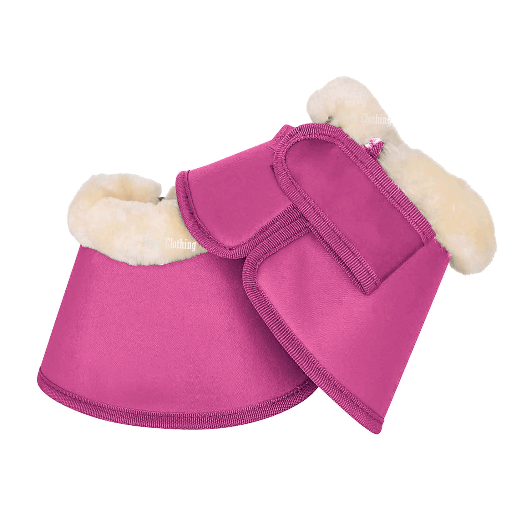 Faux Fur Bell Boots by Stylo Clothing combine durable PU material with soft faux fur Stylish equestrian faux fur bell boots with durable faux fur and PU, customizable and wholesale-ready from Stylo Clothing.