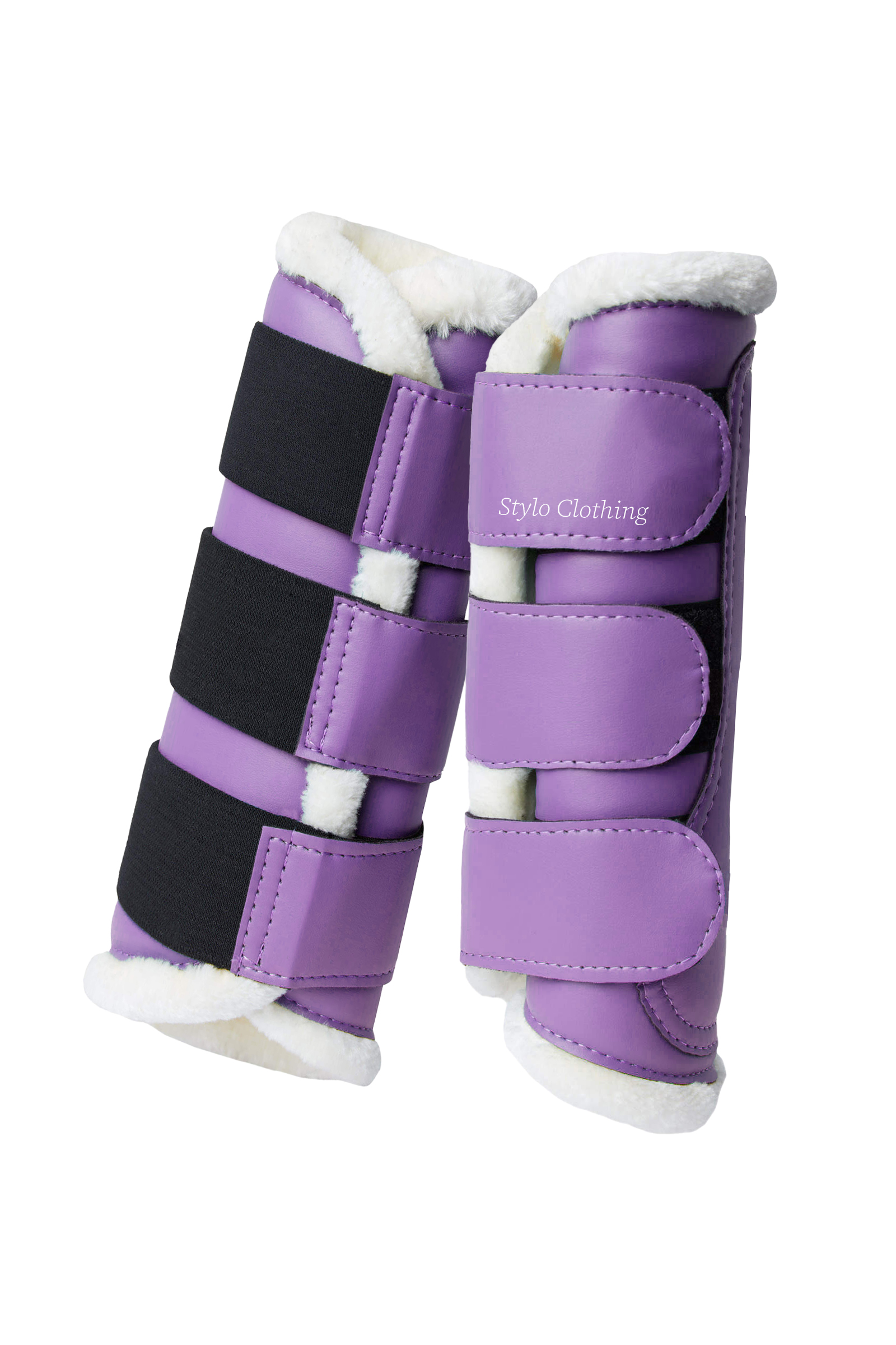 Premium Hot Selling Brushing Boot featuring faux fur for added comfort and protection, custom-made for horses, wholesale equestrian product.