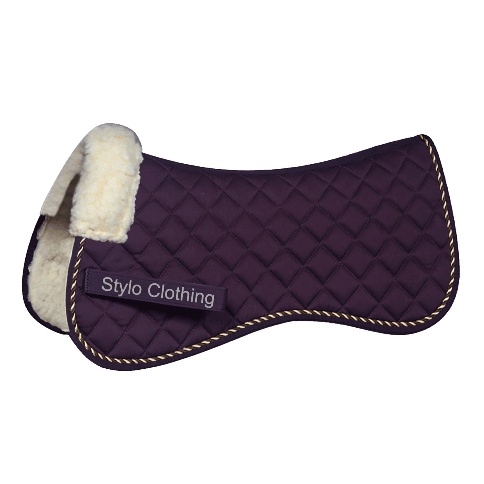 Top-quality-half-saddle-pads-non-slip-with-diamond-quilting-horse-gear "Customized cotton half saddle pad with faux fur leather, ideal for horse tack, from Stylo Clothing wholesale manufacturer"