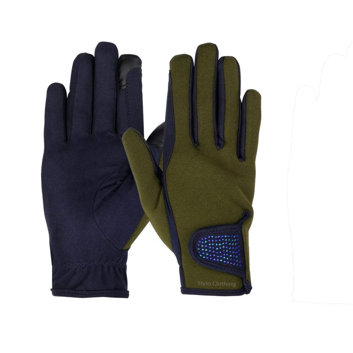 Stylish Riding Gloves with Touch Screen Pad, designed for horse riders to operate devices without removing gloves by Stylo Clothing.