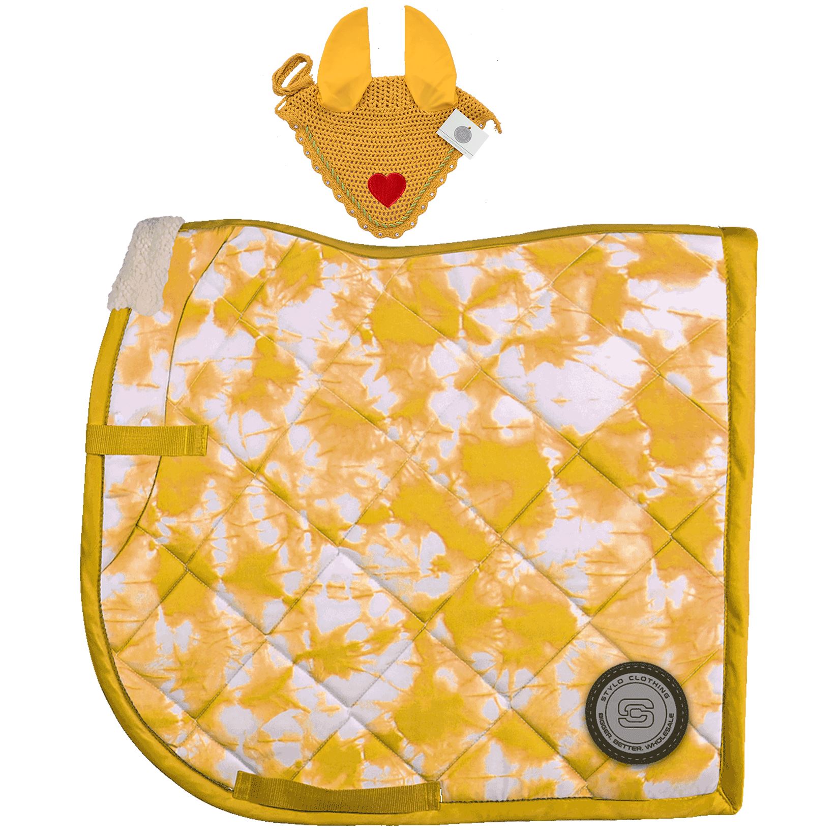 Best 10 Matchy Sets of Tie Dye Saddle Pad and Heart Ear Bonnet Premium Matchy Saddle Pad and Heart-Shaped Ear Bonnet Set