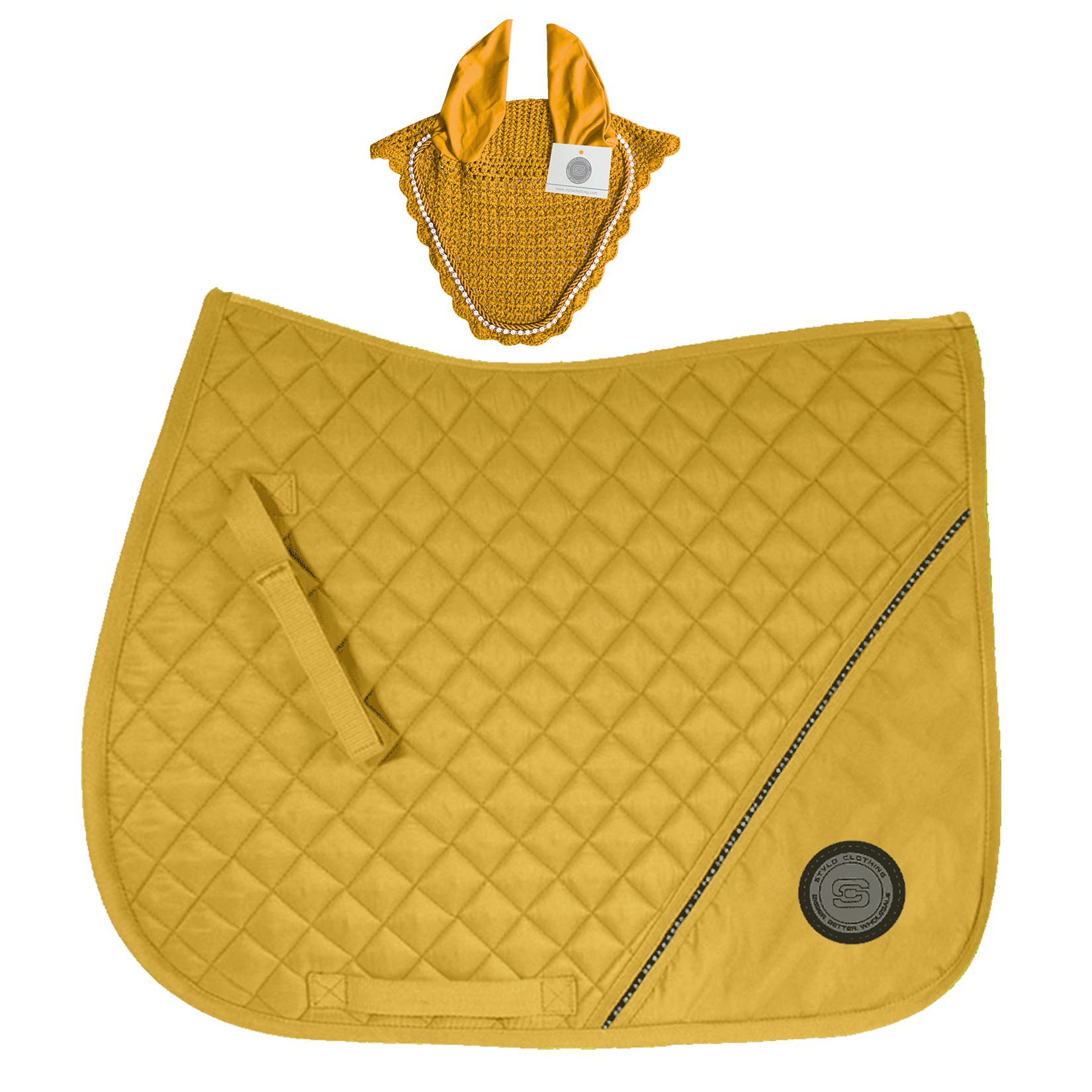 top-Selling-Matching-Set-of-Cotton-Saddle-Pad-with-Rhinestones-and-Crystal-Cord-Fly-Bonnet-with-Crystals Exclusive Cotton Matching Sets in Wholesale, Featuring Cotton Saddle Pad with Rhinestones and Crystal Cord Fly Bonnet with Crystals