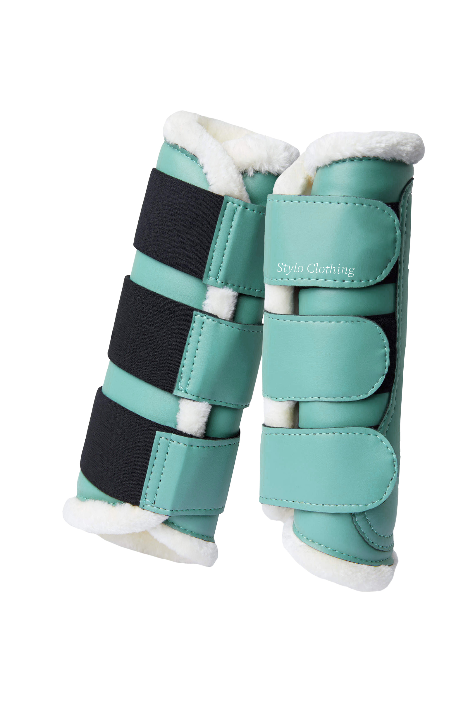 Hot Selling Brushing Boot with soft faux fur lining, offering custom-made leg protection for horses, available in wholesale quantities.