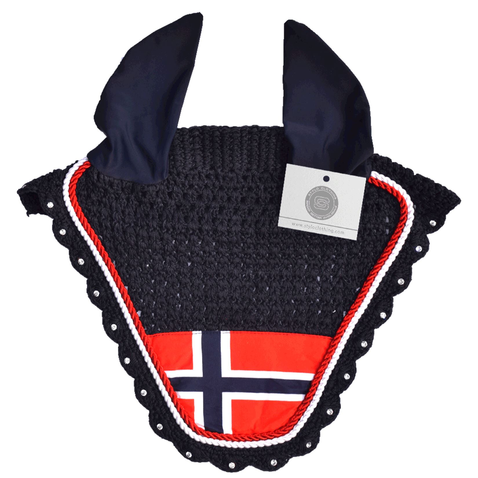 Norway flag horse ear bonnet – stylish and breathable anti-fly veil