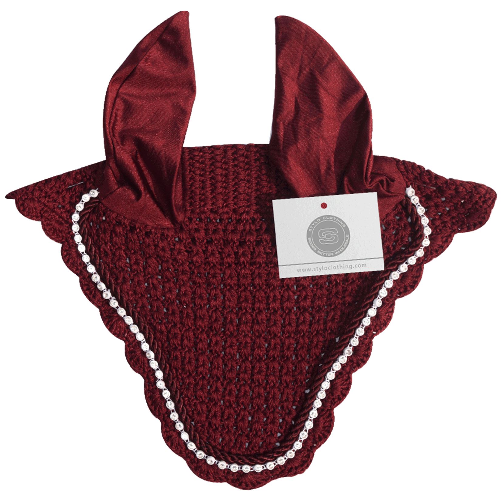 Maroon Christmas ear bonnet for luxurious style