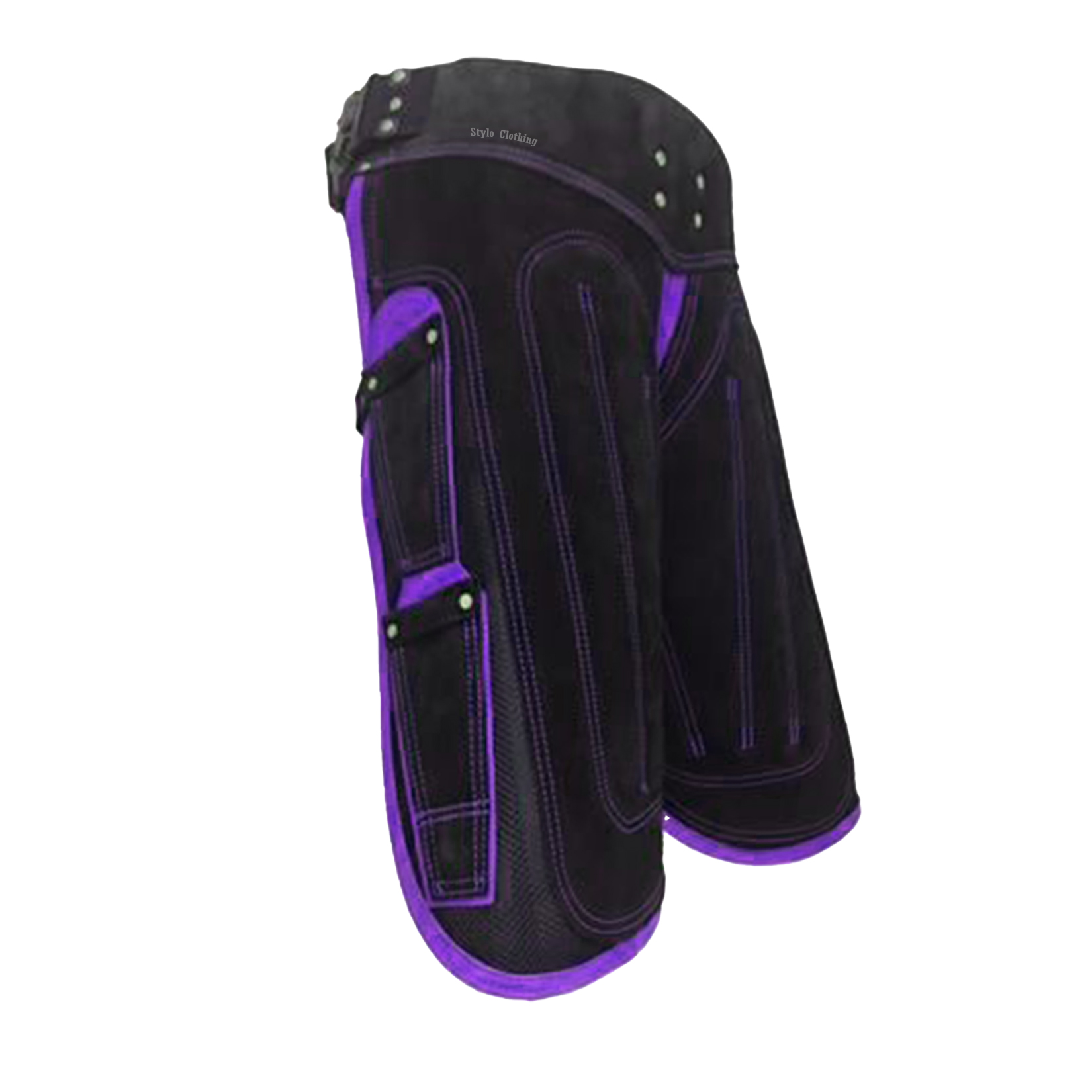 Durable leather apron chaps for farriers, featuring two spacious pockets for tools, designed for maximum protection and comfort